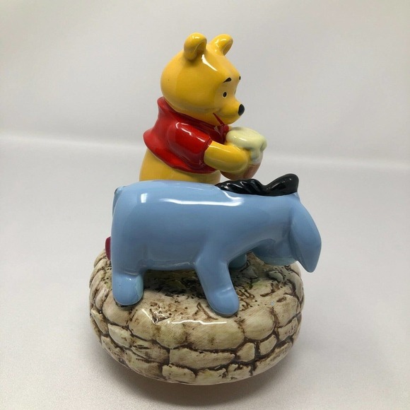 Winnie The Pooh Eeyore Schmid Ceramic Figure With Music Box Vintage Disney Works - Picture 6 of 12